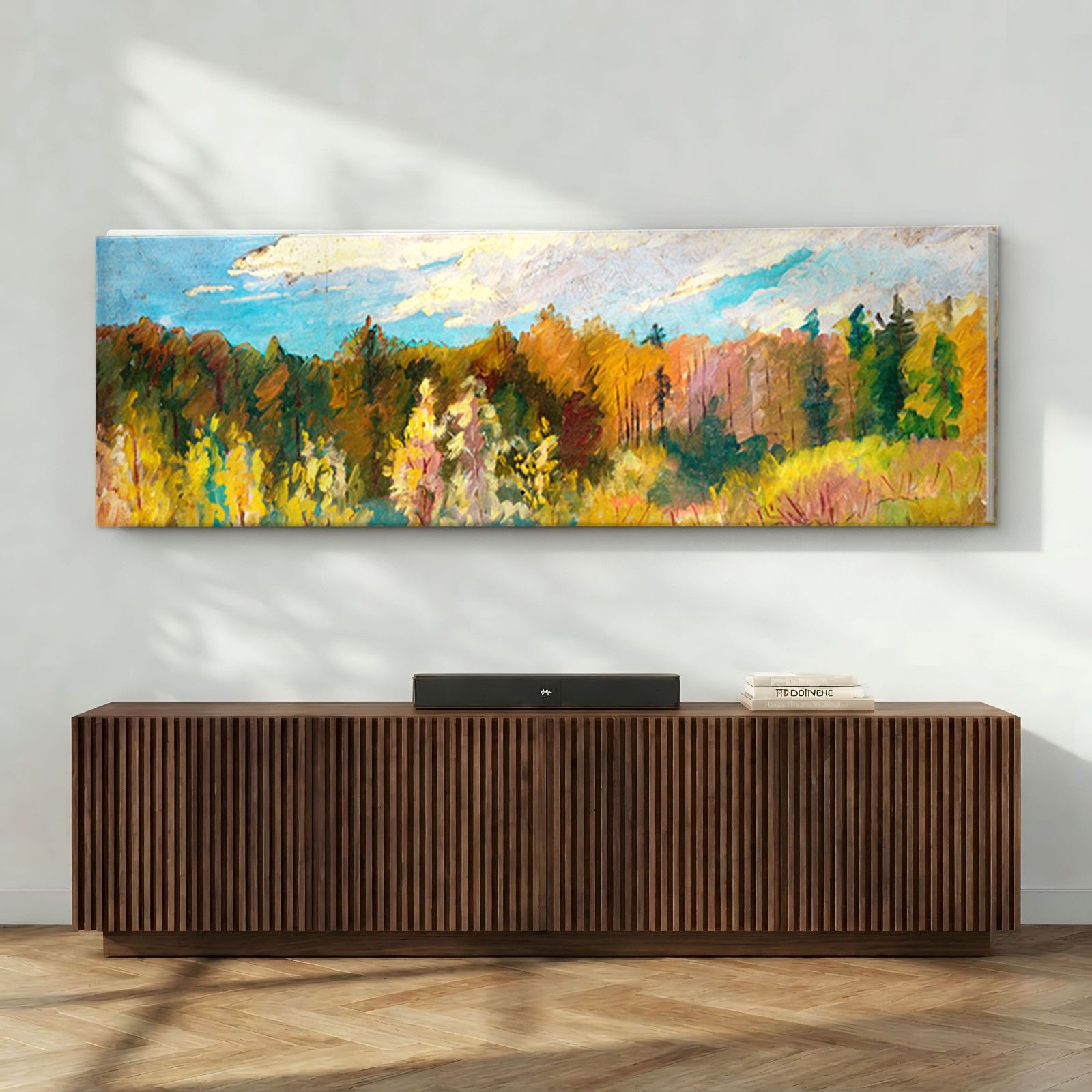 CAS286-3 Herfstbos in gouden tinten, Natuur & Landschap schilderij aan de muur in interieur