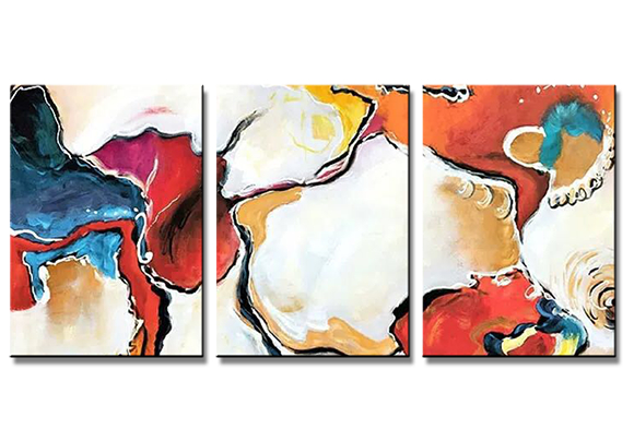 Split (0) Vurige Stroming, handgeschilderd olieverfschilderij met abstracte kleurvlakken