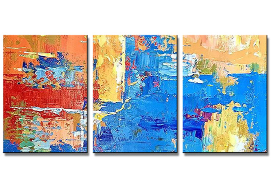 Vivid Emotions 3 (0) Kleurenspel in Drie Delen, handgeschilderd olieverfschilderij met kleurvlakken