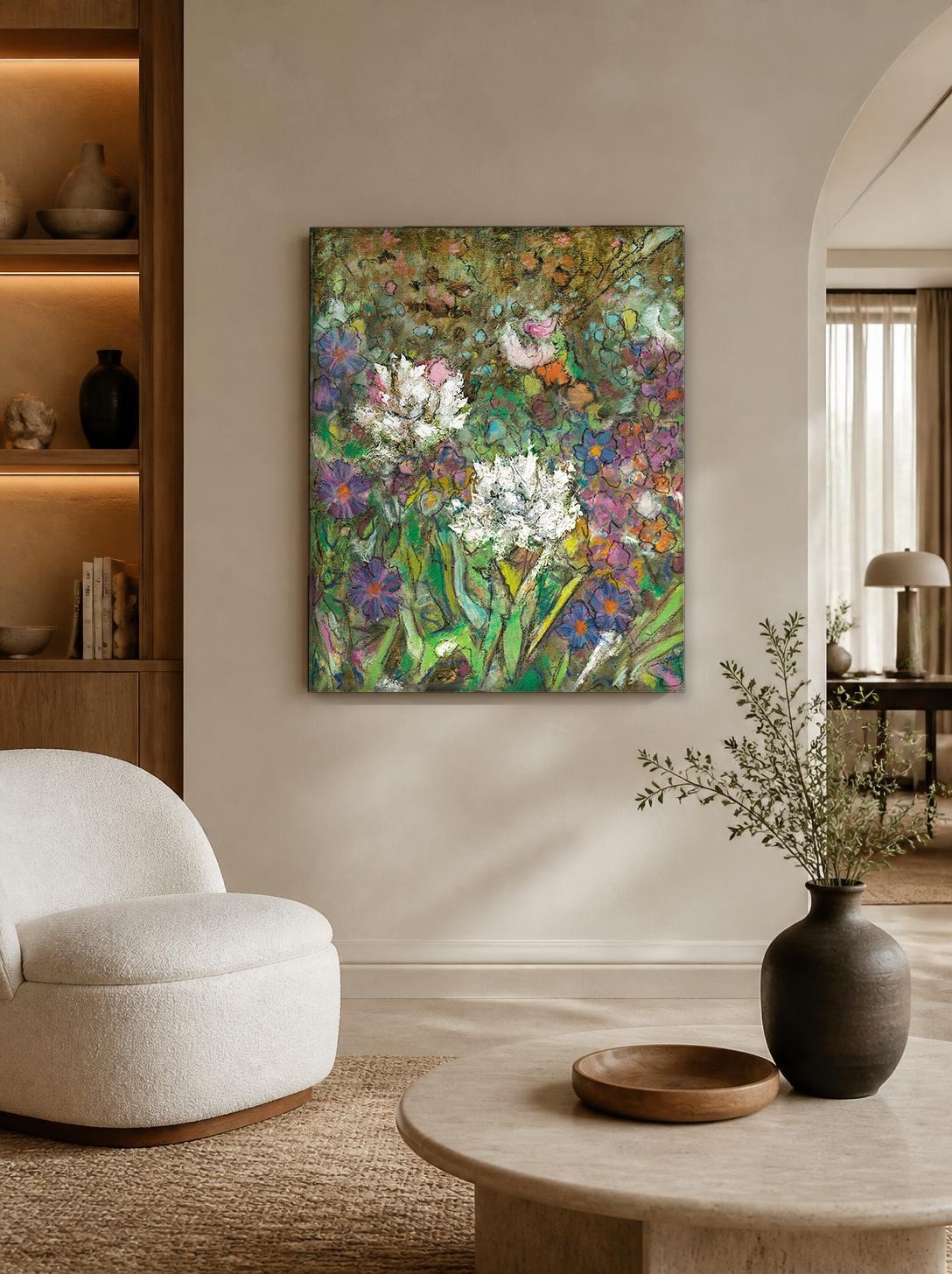 CAS010-1 Bloementuin in bloei, Bloemen & Stilleven schilderij aan de muur in interieur