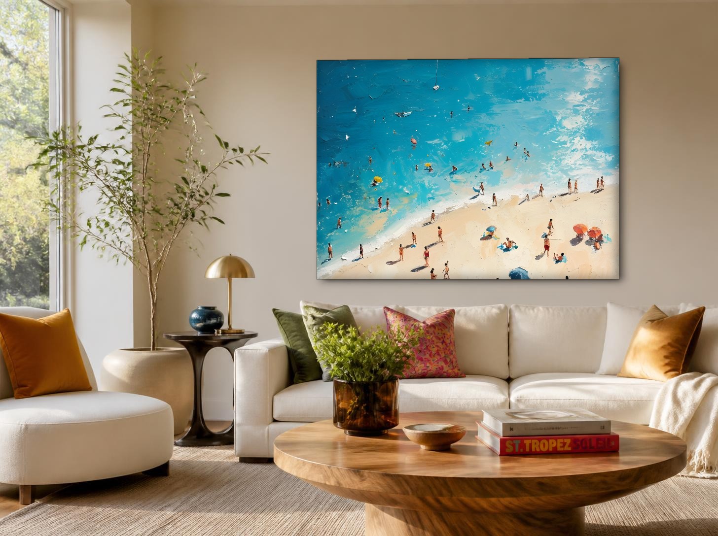 CAS1173-1 Strandleven vanuit de lucht, Natuur & Landschap schilderij aan de muur in interieur