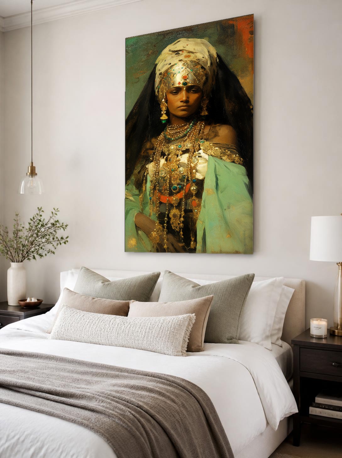 CAS1186-1 Vrouw met Gouden Sieraden, Mensen & Portretten schilderij aan de muur in interieur