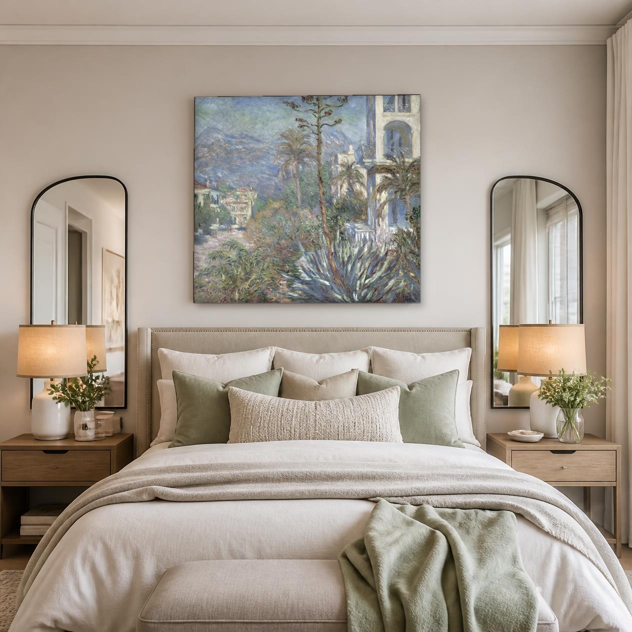 CAS1265-1 Villa's aan de Rivièra (naar Monet), Natuur & Landschap schilderij aan de muur in interieur