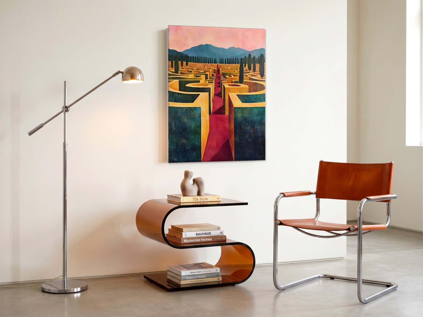 CAS1374-1 Doolhof met Cipressen, Natuur & Landschap schilderij aan de muur in interieur