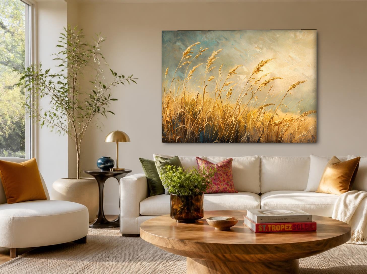 CAS1580-1 Gouden Aren in de Wind, Natuur & Landschap schilderij aan de muur in interieur
