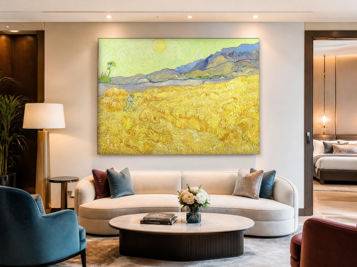 CAS1800-1 De Maaier (naar Van Gogh), Natuur & Landschap schilderij aan de muur in interieur