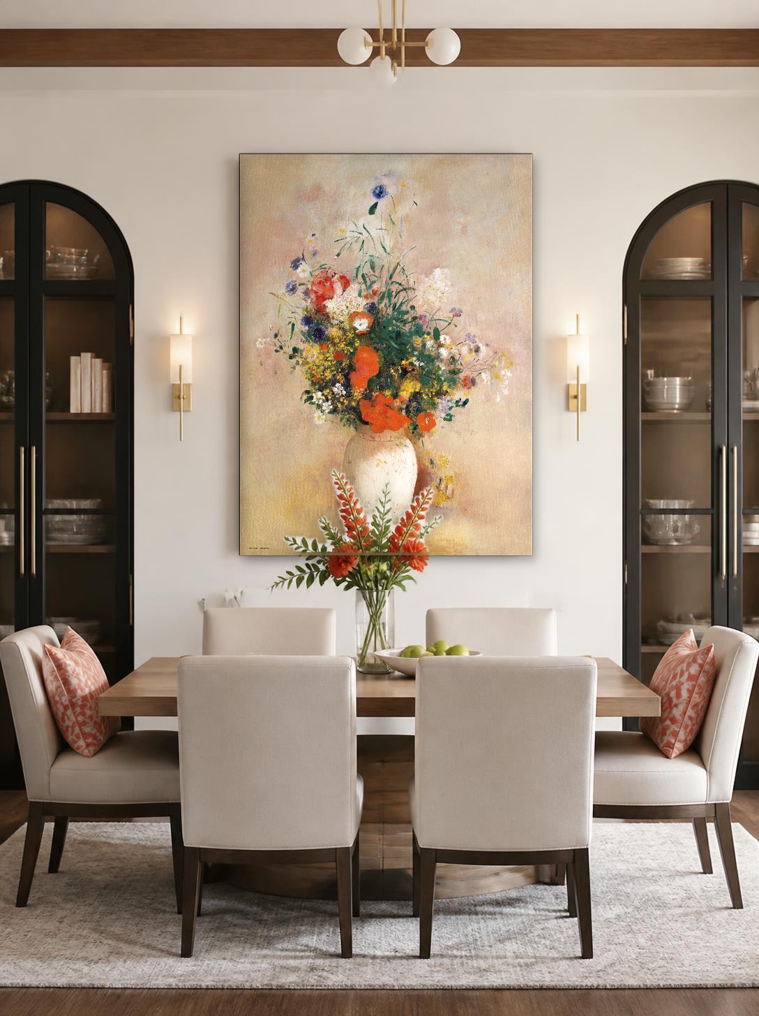 CAS1805-1 Bloemenvaas (naar Redon), Bloemen & Stilleven schilderij aan de muur in interieur