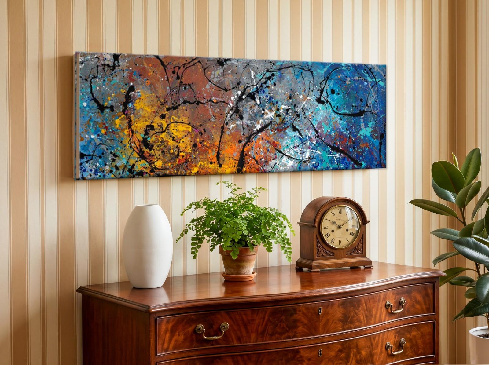CAS351-1 Kleurenvuurwerk, Abstract & Modern schilderij aan de muur in interieur