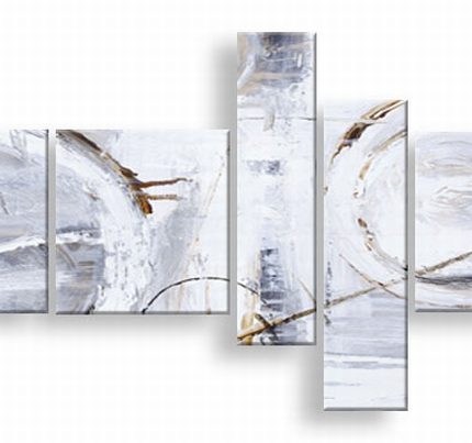 Grijze Cirkelbeweging, handgeschilderd olieverfschilderij met abstracte structuur