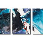 Blauw Reliëf, handgeschilderd olieverfschilderij met abstracte structuur