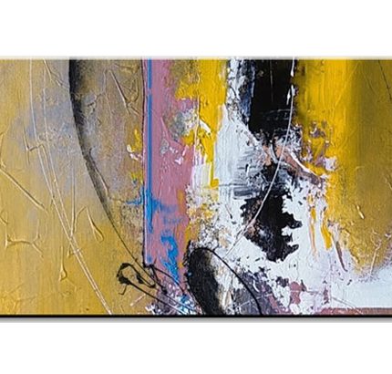 Gouden Doorbraak, handgeschilderd olieverfschilderij met abstracte kleurvlakken