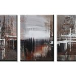 Verticaal Spel in Aardetinten, handgeschilderd olieverfschilderij met abstracte structuur