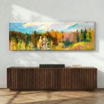 Herfstbos in gouden tinten, Natuur & Landschap schilderij aan de muur in interieur