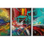Vloeiende Kleurexplosie, handgeschilderd olieverfschilderij met abstracte kleurvlakken