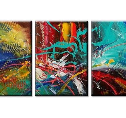 Vloeiende Kleurexplosie, handgeschilderd olieverfschilderij met abstracte kleurvlakken