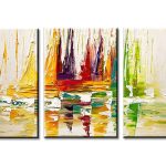 Zeilboten in Kleurenspel, handgeschilderd olieverfschilderij met zeilboten