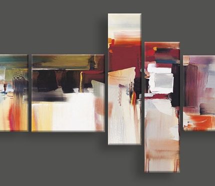 Aardse Lagen, handgeschilderd olieverfschilderij met abstracte kleurvlakken