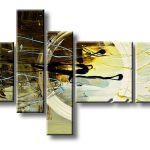 Gouden Cirkel, handgeschilderd olieverfschilderij met abstracte structuur
