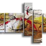 Fantasie in Rood en Bruin, handgeschilderd olieverfschilderij met rode kleurvlakken