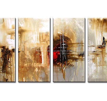 Aardetinten Stroom, handgeschilderd olieverfschilderij met abstracte structuur