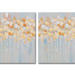 Gouden Bloesemveld, handgeschilderd olieverfschilderij met bloesems