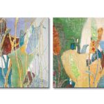Rietvelden in Zachte Kleurschakering, handgeschilderd olieverfschilderij met botanische vormen