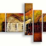 Bronzen Textuurspel, handgeschilderd olieverfschilderij met abstracte structuur
