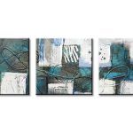 Turquoise Verwevenheid, handgeschilderd olieverfschilderij met abstracte structuur