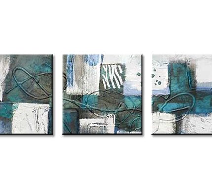 Turquoise Verwevenheid, handgeschilderd olieverfschilderij met abstracte structuur