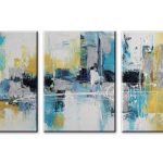 Stedelijke Reflectie, handgeschilderd olieverfschilderij met abstracte kleurvlakken
