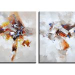 Kleurexplosie in Tweeluik, handgeschilderd olieverfschilderij met abstracte structuur
