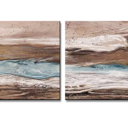 Turquoise Kustbaai, handgeschilderd olieverfschilderij met kustlandschap