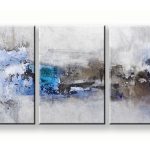 Gehuld in Blauw, handgeschilderd olieverfschilderij met abstracte kleurvlakken