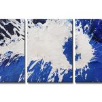 Blauwe Golfslag, handgeschilderd olieverfschilderij met blauwe kleurvlakken