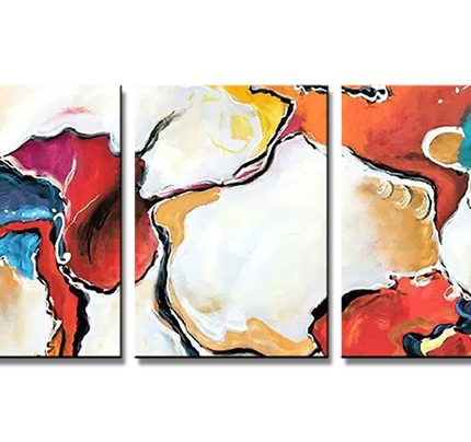 Vurige Stroming, handgeschilderd olieverfschilderij met abstracte kleurvlakken