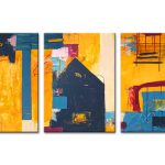 Speelse Kleurstructuur, handgeschilderd olieverfschilderij met abstracte compositie