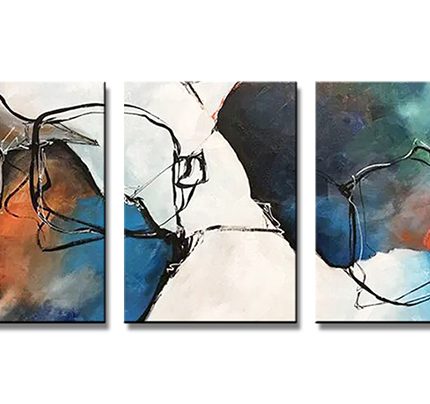 Verstrengelde Contouren, handgeschilderd olieverfschilderij met abstracte lijnen