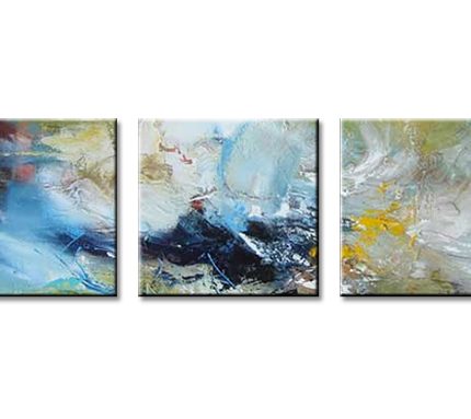 Golvende Gedachten, handgeschilderd olieverfschilderij met abstracte kleurvlakken