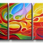 Vloeiend Vuur in Kleur, handgeschilderd olieverfschilderij met abstracte kleurvlakken