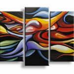 Vloeiend Vuurspel, handgeschilderd olieverfschilderij met vurige kleurvlakken