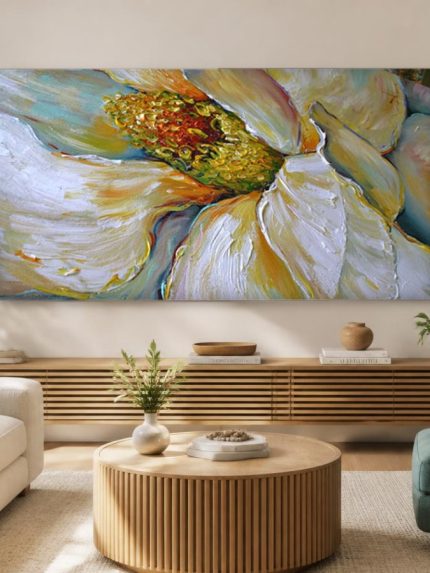 Magnolia in Close-up, Bloemen & Stilleven schilderij aan de muur in interieur