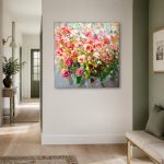 Weelderig Rozenboeket, Bloemen & Stilleven schilderij aan de muur in interieur