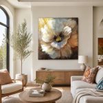 Witte klaproos in close-up, Bloemen & Stilleven schilderij aan de muur in interieur