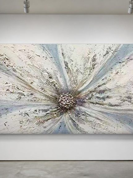 Bloesem in Reliëf, Bloemen & Stilleven schilderij aan de muur in interieur