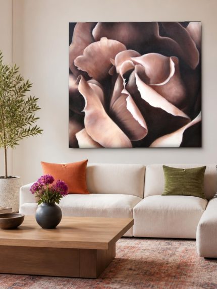 Roos in Close-up, Bloemen & Stilleven schilderij aan de muur in interieur