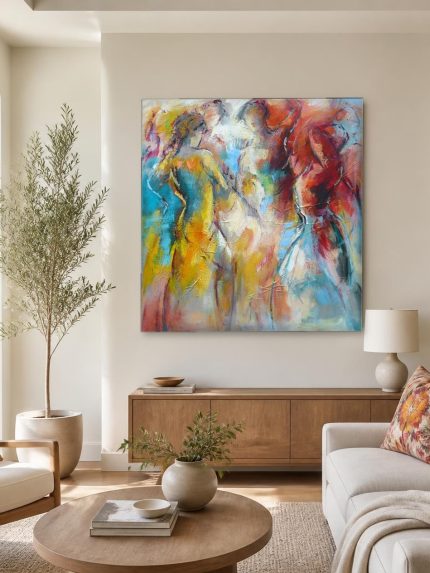 Figuren op de Dansvloer, Mensen & Portretten schilderij aan de muur in interieur
