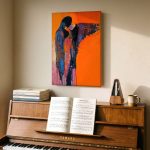 Omhelzing in Oranje, Mensen & Portretten schilderij aan de muur in interieur
