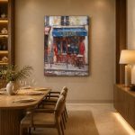 Café Derna in Parijs, Steden & Skylines schilderij aan de muur in interieur