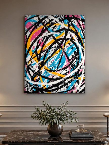Wervelende Energie, Abstract & Modern schilderij aan de muur in interieur