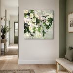 Witte Bloesemtakken in Bloei, Bloemen & Stilleven schilderij aan de muur in interieur